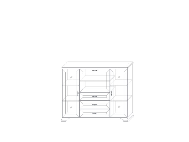 Шкаф низкий (2 стеклодвери) Сиена, Бодега белый / патина золото в Магадане - изображение 1