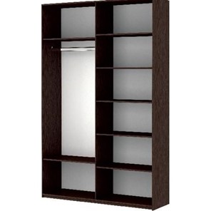 Шкаф Прайм (Зеркало/Белое стекло) 1600x570x2300, венге в Магадане - предосмотр 1