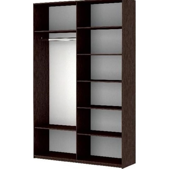 Шкаф Прайм (Зеркало/Белое стекло) 1600x570x2300, венге в Магадане - изображение 1