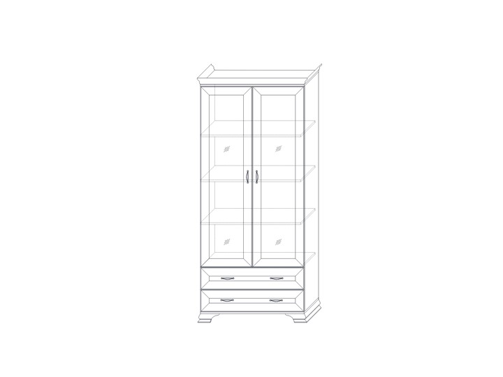 Шкаф (2 стеклодвери) Сиена, Бодега белый / патина золото в Магадане - изображение 1
