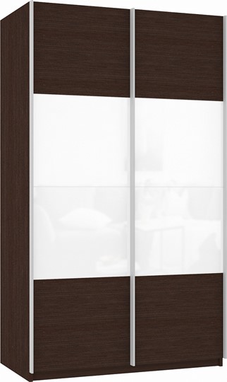 Шкаф Прайм (ДСП/Белое стекло) 1400x570x2300, венге в Магадане - изображение 2