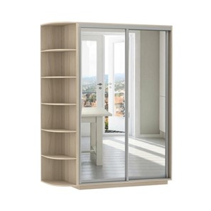 Шкаф 2-х дверный Экспресс (2 зеркала), со стеллажом 1700x600x2400, шимо светлый в Магадане - предосмотр