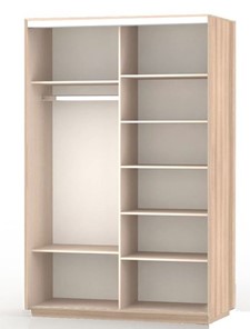 Шкаф 2-х дверный Экспресс (2 зеркала), со стеллажом 1700x600x2400, шимо светлый в Магадане - предосмотр 1