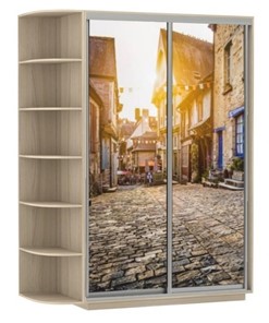Шкаф 2-дверный Хит, 1500x600x2200, фотопечать, со стеллажом, улица, шимо светлый в Магадане