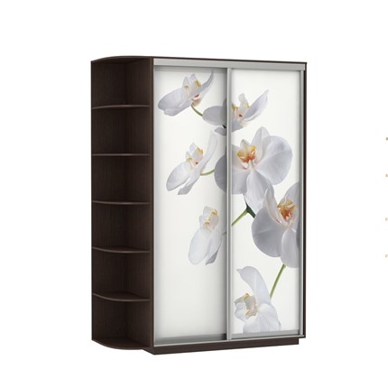 Шкаф 2-х створчатый Экспресс 1500x600x2200, со стеллажом, Орхидея белая/венге в Магадане - изображение