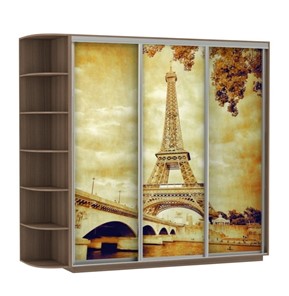 Шкаф 3-створчатый Экспресс со стеллажом, 2400х600х2400, Париж/шимо темный в Магадане