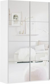 Шкаф 2-х дверный Прайм (Зеркало/Зеркало) 1600x570x2300, белый снег в Магадане