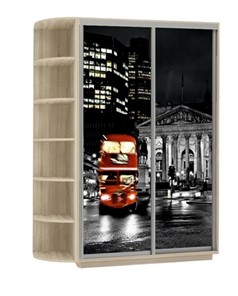 Шкаф 2-дверный Хит, 1500x600x2200, фотопечать, со стеллажом, ночной лондон, дуб сонома в Магадане - предосмотр