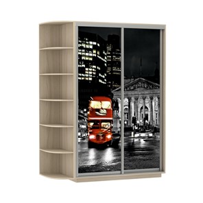 Шкаф 2-дверный Экспресс 1500x600x2200, со стеллажом, Ночной Лондон/шимо светлый в Магадане - предосмотр