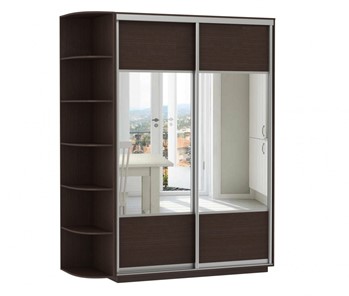 Шкаф 2-дверный Экспресс (Комби), со стеллажом 1500x600x2200, венге в Магадане - предосмотр