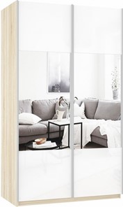 Шкаф Прайм (Зеркало/Белое стекло) 1600x570x2300, дуб сонома в Магадане - предосмотр 2