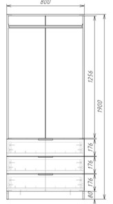 Шкаф распашной ЭШ1-РС-19-8-3я, Белый 190х80х52 в Магадане - предосмотр 2