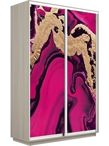 Шкаф 2-дверный Экспресс 1200x450x2200, Абстракция розовая/шимо светлый в Магадане - предосмотр