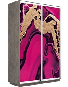 Шкаф 2-дверный Экспресс 1200x600x2200, Абстракция розовая/бетон в Магадане - предосмотр