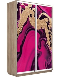 Шкаф 2-створчатый Экспресс 1200x600x2200, Абстракция розовая/дуб сонома в Магадане