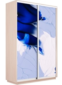 Шкаф 2-х створчатый Экспресс 1200x600x2400, Абстракция бело-голубая/дуб молочный в Магадане - предосмотр