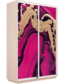 Шкаф 2-створчатый Экспресс 1200x600x2400, Абстракция розовая/дуб молочный в Магадане - предосмотр