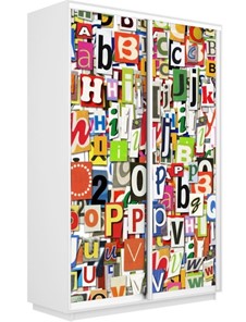 Шкаф 2-створчатый Экспресс 1200x600x2400, Буквы/белый снег в Магадане