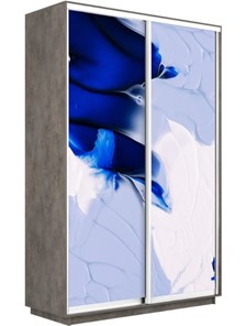 Шкаф 2-х дверный Экспресс 1400x450x2200, Абстракция бело-голубая/бетон в Магадане