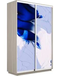 Шкаф 2-х створчатый Экспресс 1400x450x2200, Абстракция бело-голубая/шимо светлый в Магадане