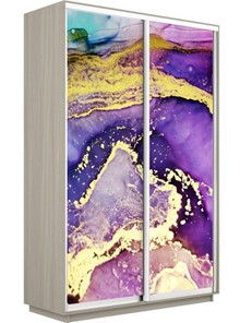 Шкаф 2-дверный Экспресс 1400x450x2200, Абстракция фиолетово-золотая/шимо светлый в Магадане