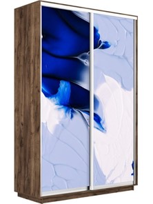Шкаф Экспресс 1400x450x2400, Абстракция бело-голубая/дуб табачный в Магадане - предосмотр