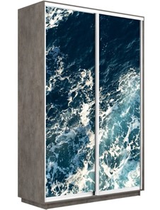 Шкаф 2-х дверный Экспресс 1400x600x2200, Морские волны/бетон в Магадане - предосмотр