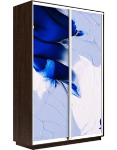 Шкаф 2-створчатый Экспресс 1400x600x2400, Абстракция бело-голубая/венге в Магадане
