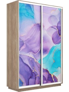 Шкаф 2-х дверный Экспресс 1400x600x2400, Абстракция фиолетовая/дуб сонома в Магадане - предосмотр