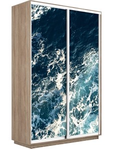 Шкаф 2-х дверный Экспресс 1400x600x2400, Морские волны/дуб сонома в Магадане - предосмотр