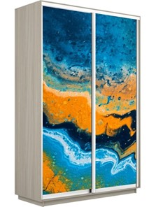 Шкаф 2-х створчатый Экспресс 1600x450x2200, Абстракция оранжево-голубая/шимо светлый в Магадане