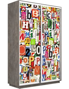 Шкаф 2-дверный Экспресс 1600x450x2200, Буквы/бетон в Магадане - предосмотр