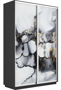 Шкаф 2-х створчатый Экспресс 1600x450x2400, Абстракция серая/серый диамант в Магадане - предосмотр
