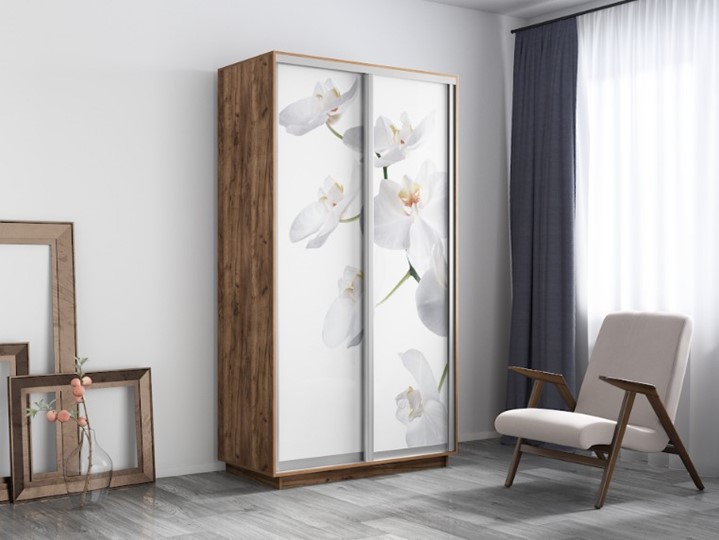 Шкаф 2-дверный Экспресс 1600x450x2400, Орхидея белая/дуб табачный в Магадане - изображение 3