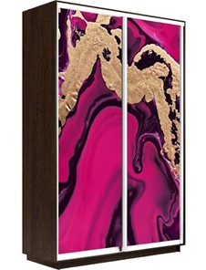 Шкаф 2-х створчатый Экспресс 1600x600x2200, Абстракция розовая/венге в Магадане