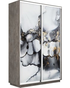 Шкаф 2-дверный Экспресс 1600x600x2200, Абстракция серая/бетон в Магадане - предосмотр