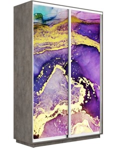 Шкаф 2-х дверный Экспресс 1600x600x2400, Абстракция фиолетово-золотая/бетон в Магадане - предосмотр