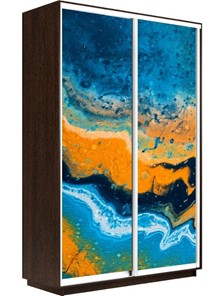 Шкаф двухдверный Экспресс 1600x600x2400, Абстракция оранжево-голубая/венге в Магадане