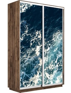 Шкаф 2-створчатый Экспресс 1600x600x2400, Морские волны/дуб табачный в Магадане