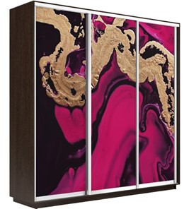 Шкаф 3-х дверный Экспресс 1800х450х2400, Абстракция розовая/венге в Магадане - предосмотр