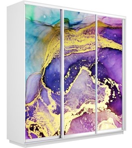 Шкаф Экспресс 1800х600х2200, Абстракция фиолетово-золотая/белый снег в Магадане - предосмотр