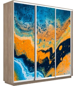 Шкаф Экспресс 1800х600х2200, Абстракция оранжево-голубая/дуб сонома в Магадане