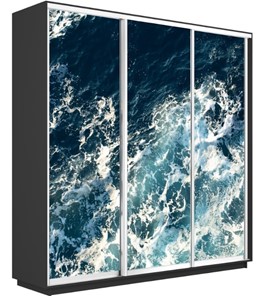 Шкаф 3-дверный Экспресс 1800х600х2200, Морские волны/серый диамант в Магадане - предосмотр