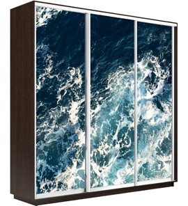 Шкаф 3-дверный Экспресс 1800х600х2200, Морские волны/венге в Магадане
