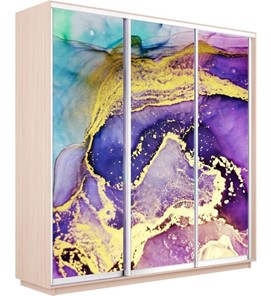 Шкаф Экспресс 1800х600х2400, Абстракция фиолетово-золотая/дуб молочный в Магадане - предосмотр