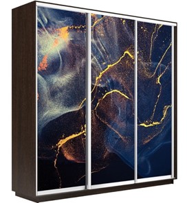 Шкаф 3-х створчатый Экспресс 1800х600х2400, Абстракция золотая пыль/венге в Магадане