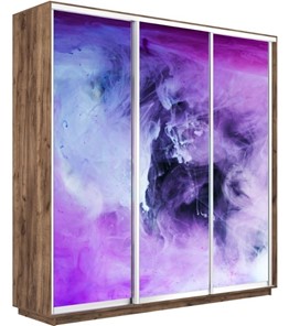 Шкаф 3-створчатый Экспресс 1800х600х2400, Фиолетовый дым/дуб табачный в Магадане