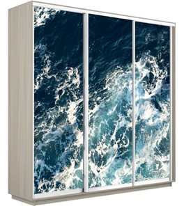 Шкаф 3-дверный Экспресс 1800х600х2400, Морские волны/шимо светлый в Магадане