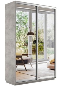 Шкаф 2-х дверный Экспресс (2 зеркала) 1600x450x2400, бетон в Магадане - предосмотр