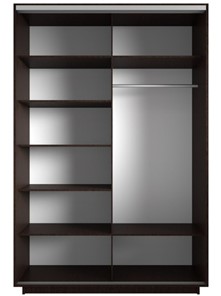 Шкаф 2-дверный Экспресс (2 зеркала), со стеллажом 1500x600x2200, венге в Магадане - предосмотр 1